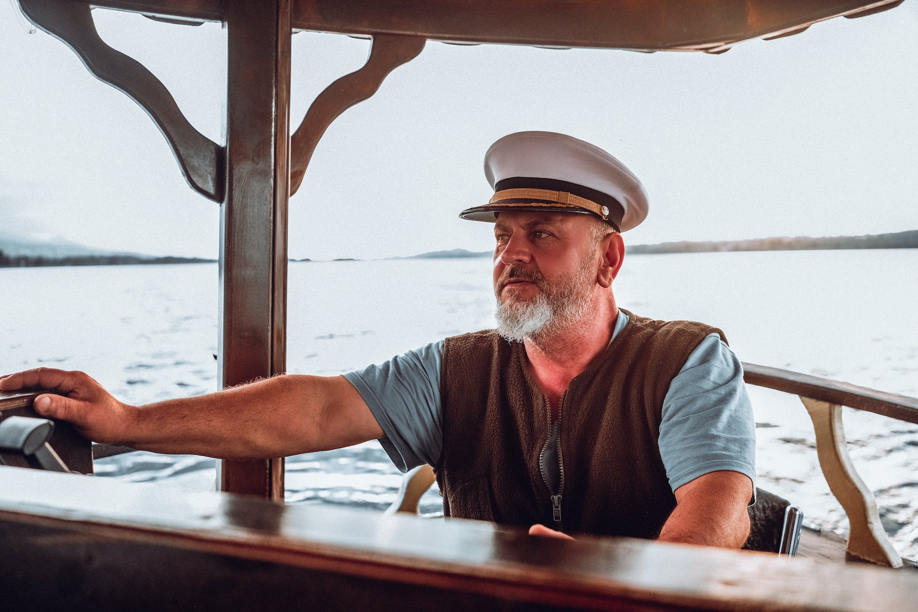 elderly captain on boat